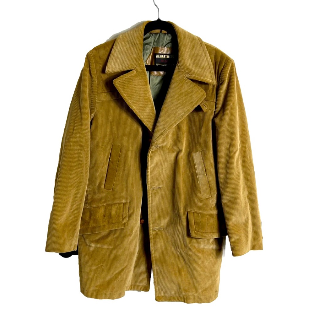 Vintage 70s Sears The Country Coat Corduroy Wool Rancher Jacket Camel Blazer 44R